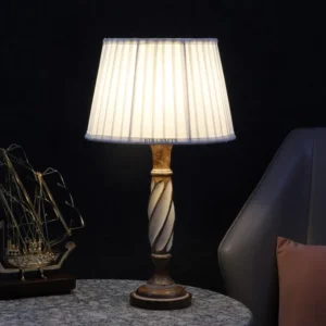 BTR CRAFTS Twister Wooden Tapper White Table Lamp (Bulb Not Included)