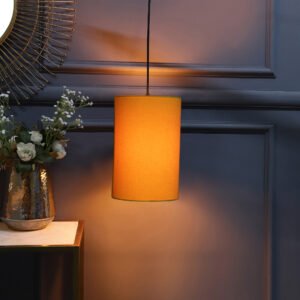 Cylinder Pendant/Hanging Ceiling Light Fixture Living Room, Dining Table, Lobby, Kitchen, Black/Silver Canopy
