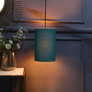 Cylinder Pendant/Hanging Ceiling Light Fixture Living Room, Dining Table, Lobby, Kitchen, Black/Silver Canopy