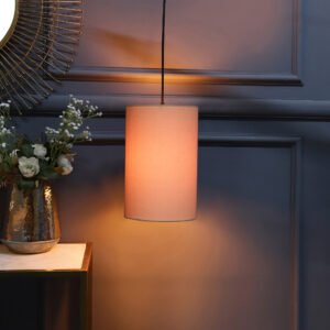 Cylinder Pendant/Hanging Ceiling Light Fixture Living Room, Dining Table, Lobby, Kitchen, Black/Silver Canopy
