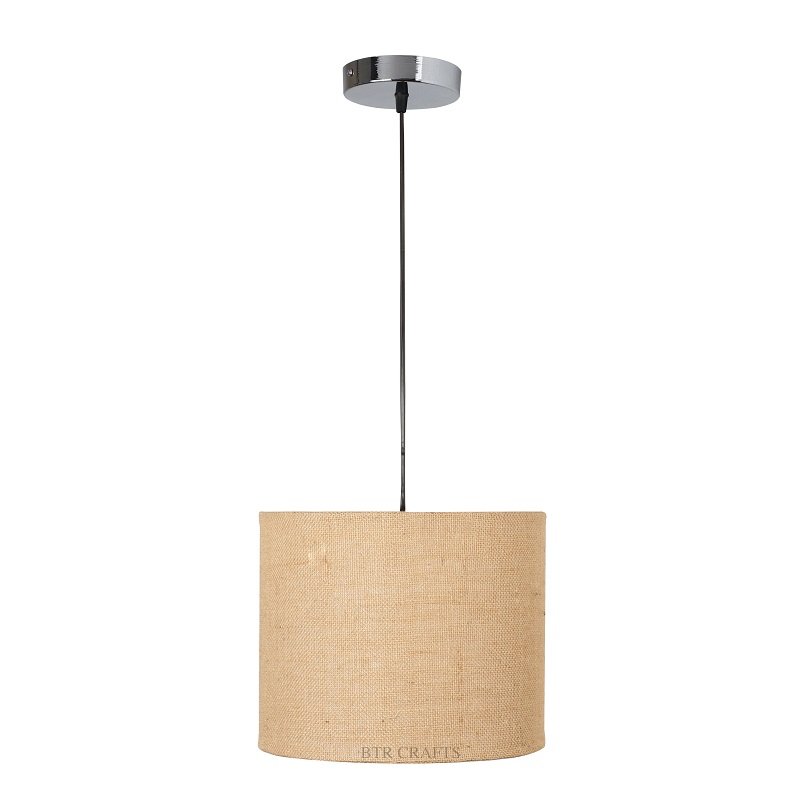 10 Inches Pendant/Hanging Ceiling Light Fixture, Natural Jute Drum Shade, for Bedroom, Kitchen, Living Room, Dining Table, Lobby, Kitchen, Silver/Black Canopy - Image 4