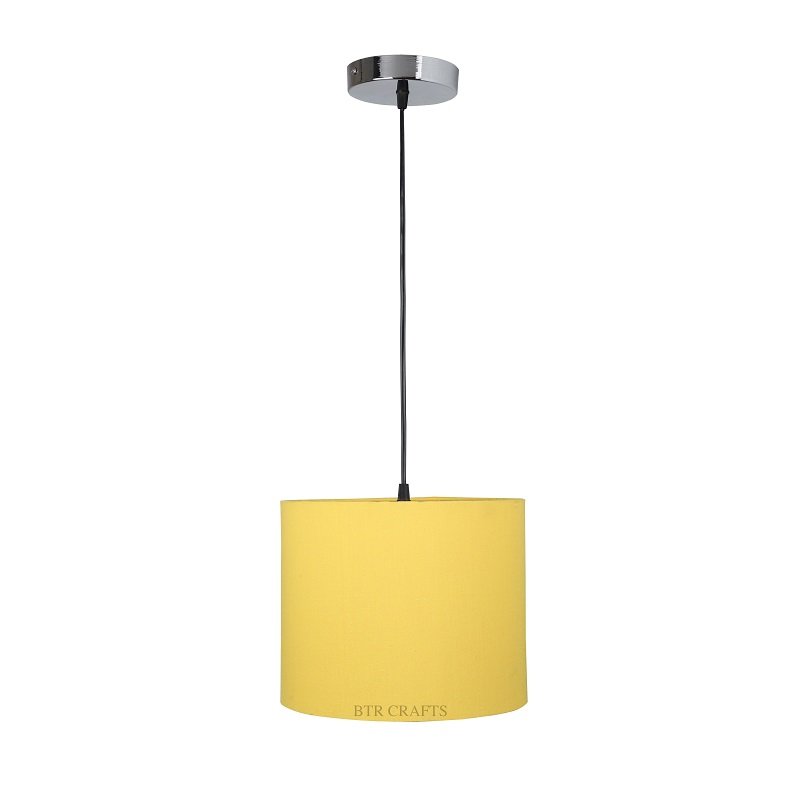 10 Inches Pendant/Hanging Ceiling Light Fixture, Dark Yellow Drum Shade, for Bedroom, Kitchen, Living Room, Dining Table, Lobby, Kitchen, Silver/Black Canopy - Image 4