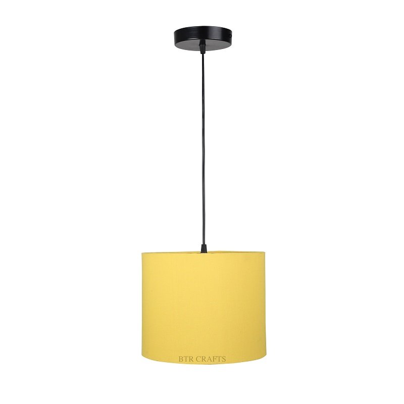 10 Inches Pendant/Hanging Ceiling Light Fixture, Dark Yellow Drum Shade, for Bedroom, Kitchen, Living Room, Dining Table, Lobby, Kitchen, Silver/Black Canopy - Image 5