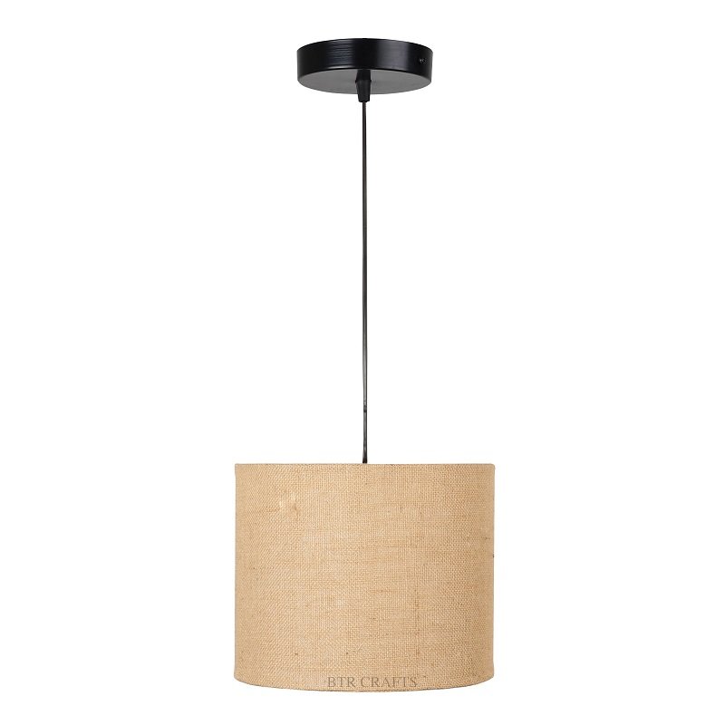 10 Inches Pendant/Hanging Ceiling Light Fixture, Natural Jute Drum Shade, for Bedroom, Kitchen, Living Room, Dining Table, Lobby, Kitchen, Silver/Black Canopy - Image 5