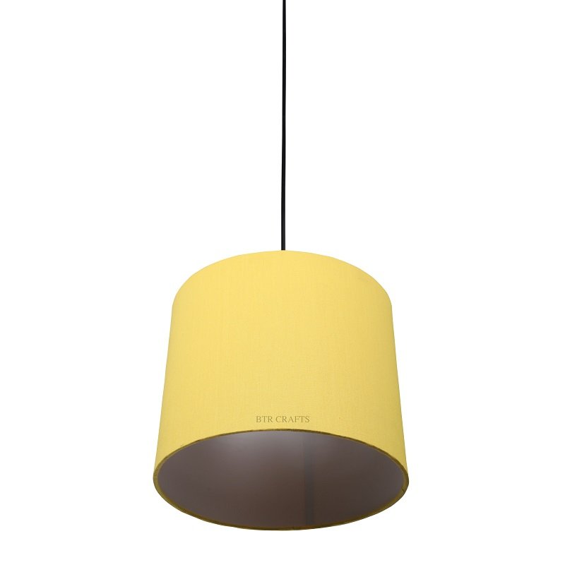 10 Inches Pendant/Hanging Ceiling Light Fixture, Dark Yellow Drum Shade, for Bedroom, Kitchen, Living Room, Dining Table, Lobby, Kitchen, Silver/Black Canopy - Image 6