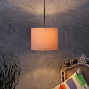 10 Inches Pendant/Hanging Ceiling Light Fixture, Cream Drum Shade for Bedroom, Kitchen, Living Room, Dining Table, Lobby, Kitchen, Black/Silver Canopy