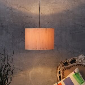 12 Inches Pendant/Hanging Ceiling Light Fixture, Cream Texture Drum Shade, for Bedroom, Kitchen, Living Room, Dining Table, Lobby, Kitchen, Silver/Black Canopy