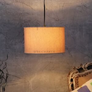 14 Inches Pendant/Hanging Ceiling Light Fixture, Premium Jute Drum Shade for Bedroom, Kitchen, Living Room, Dining Table, Lobby, Kitchen, Black/Silver Canopy