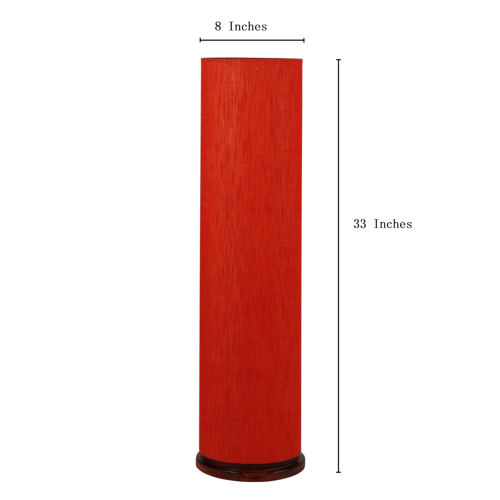 Wooden Base Cylinder Shape Corner Decorative Floor Lamp, Red Texture - Pack Of 1 - Image 4