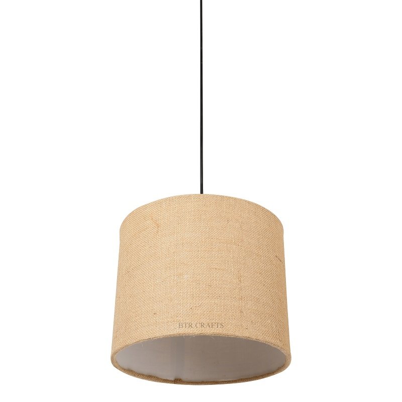 10 Inches Pendant/Hanging Ceiling Light Fixture, Natural Jute Drum Shade, for Bedroom, Kitchen, Living Room, Dining Table, Lobby, Kitchen, Silver/Black Canopy - Image 6