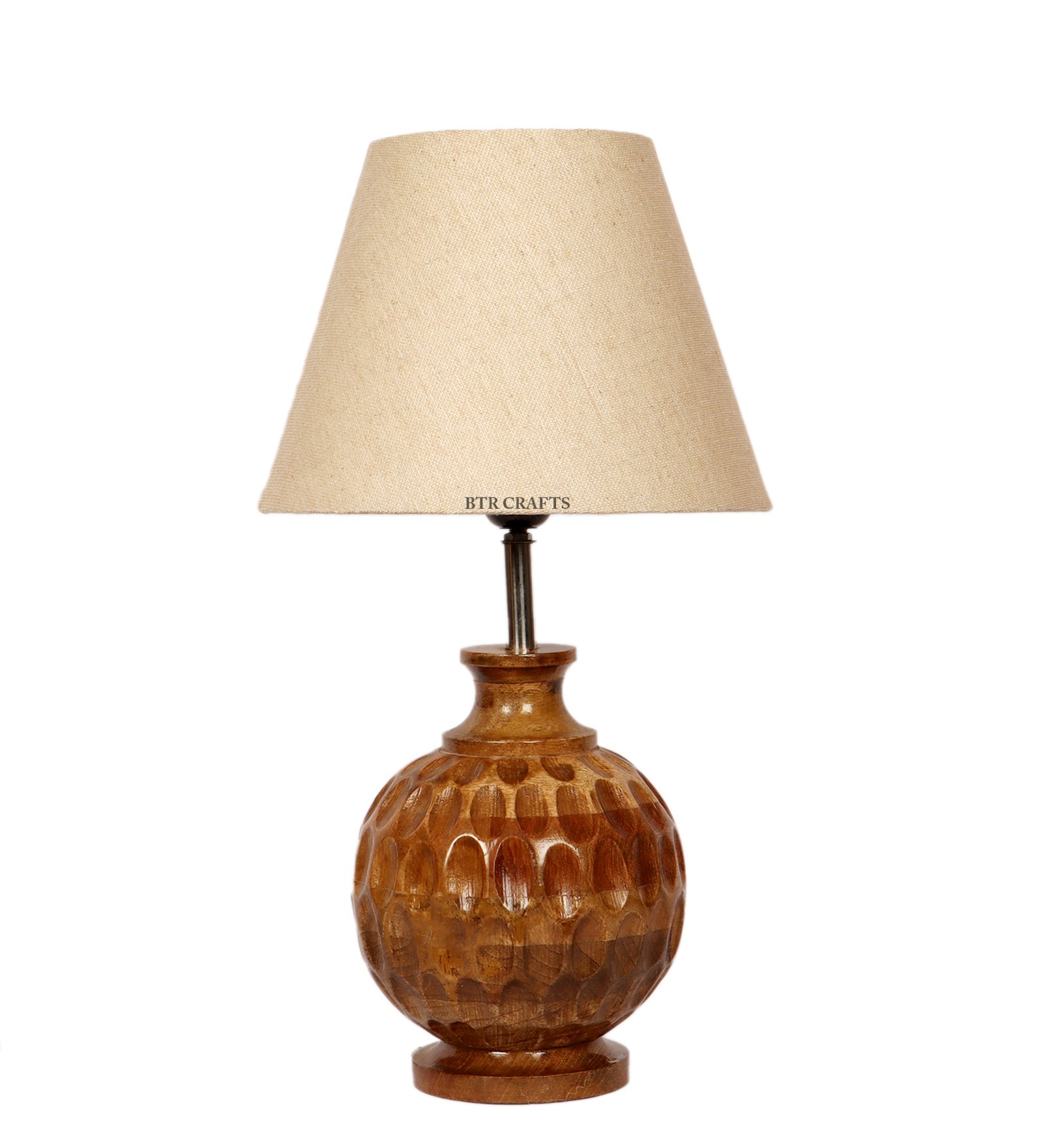 Artisan Carved Wood Table Lamp – Elegant Bedroom & Living Room Accent Light, Pack Of 1(Premium Jute) - Image 7