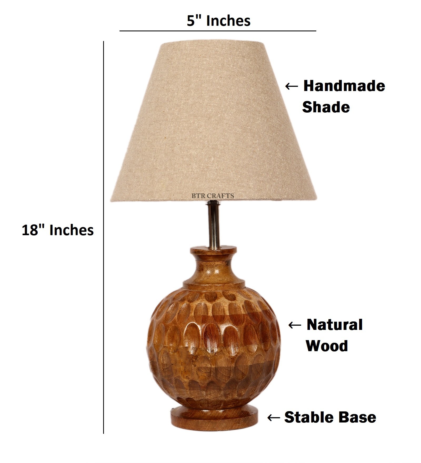 Artisan Carved Wood Table Lamp – Elegant Bedroom & Living Room Accent Light, Pack Of 1(Beige) - Image 4