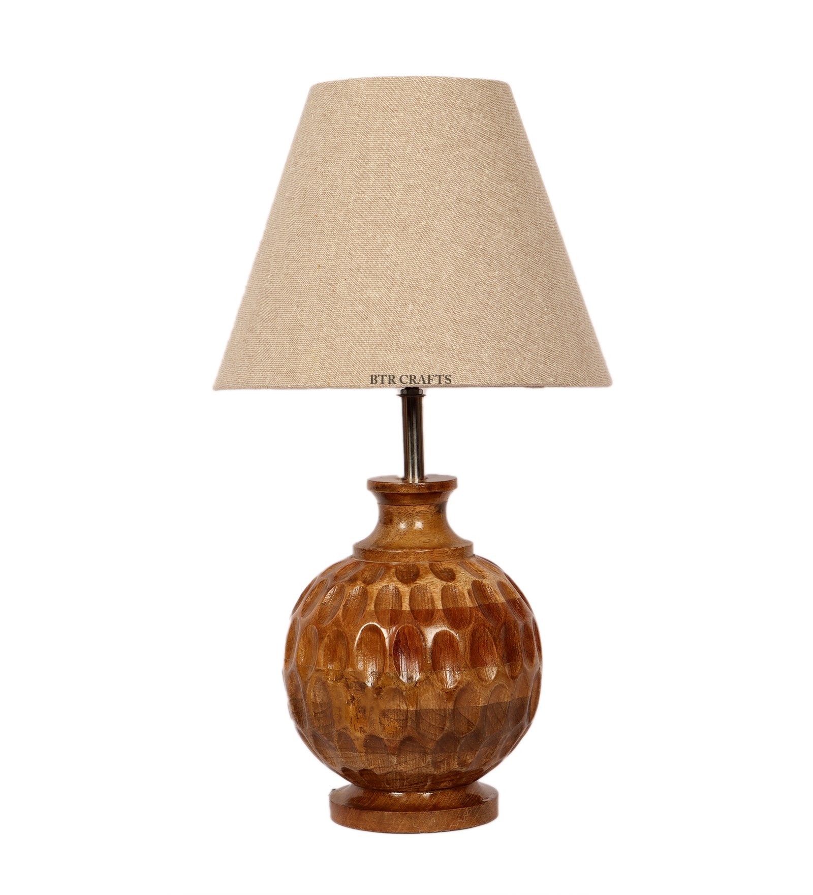 Artisan Carved Wood Table Lamp – Elegant Bedroom & Living Room Accent Light, Pack Of 1(Beige) - Image 7