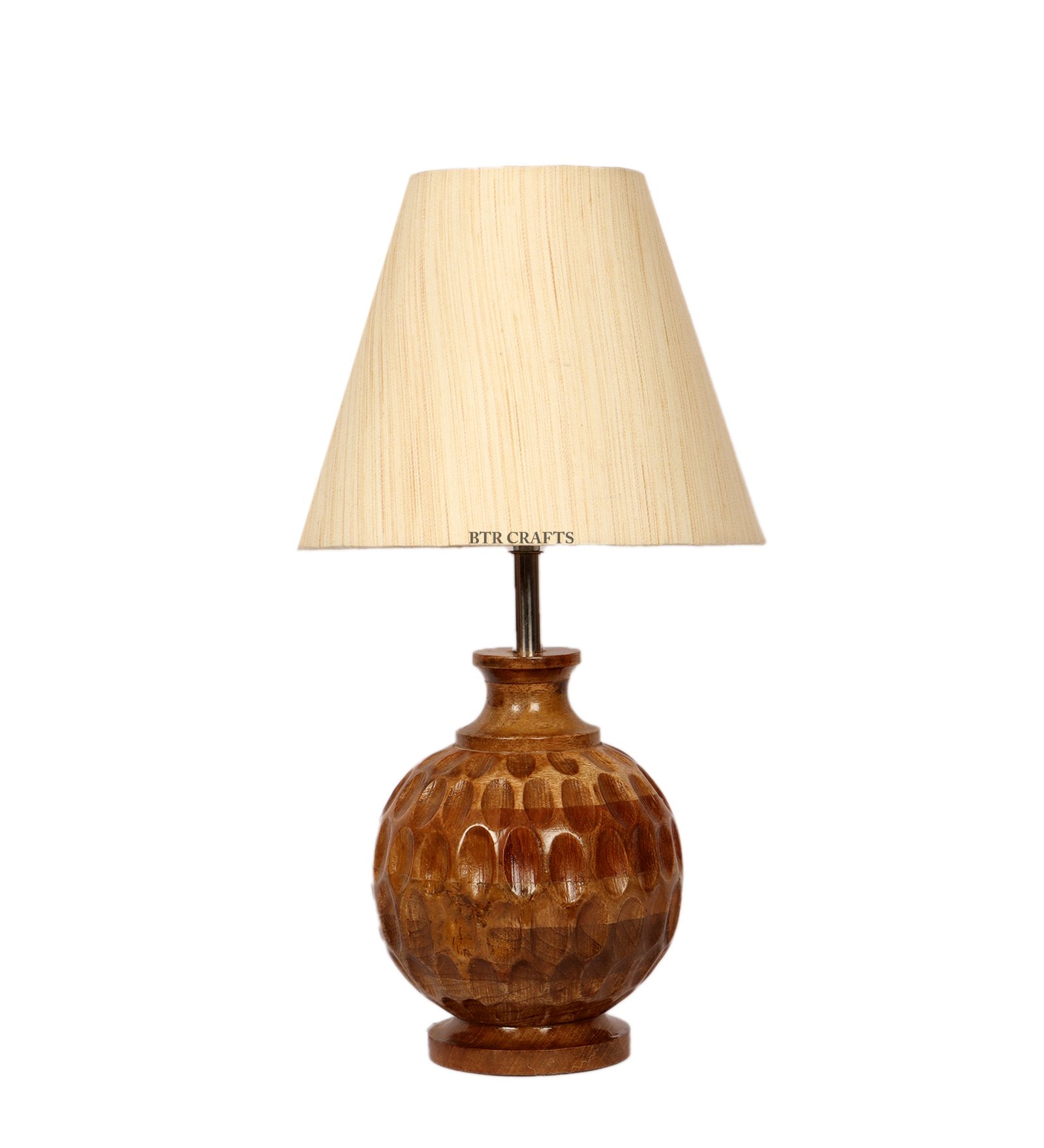 Artisan Carved Wood Table Lamp – Elegant Bedroom & Living Room Accent Light, Pack Of 1(Cream Texture) - Image 7