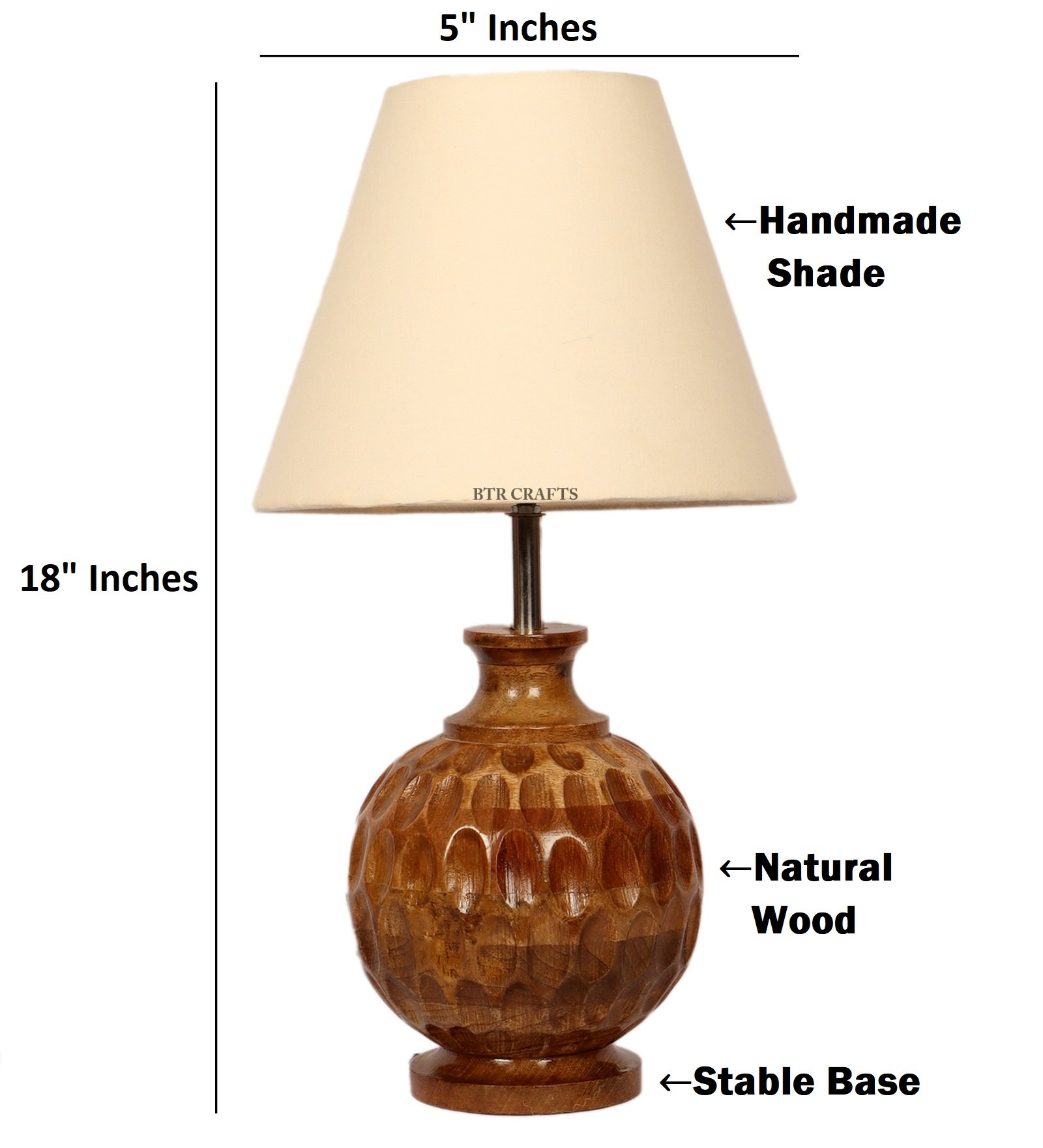 Artisan Carved Wood Table Lamp – Elegant Bedroom & Living Room Accent Light, Pack Of 1(Cream) - Image 4
