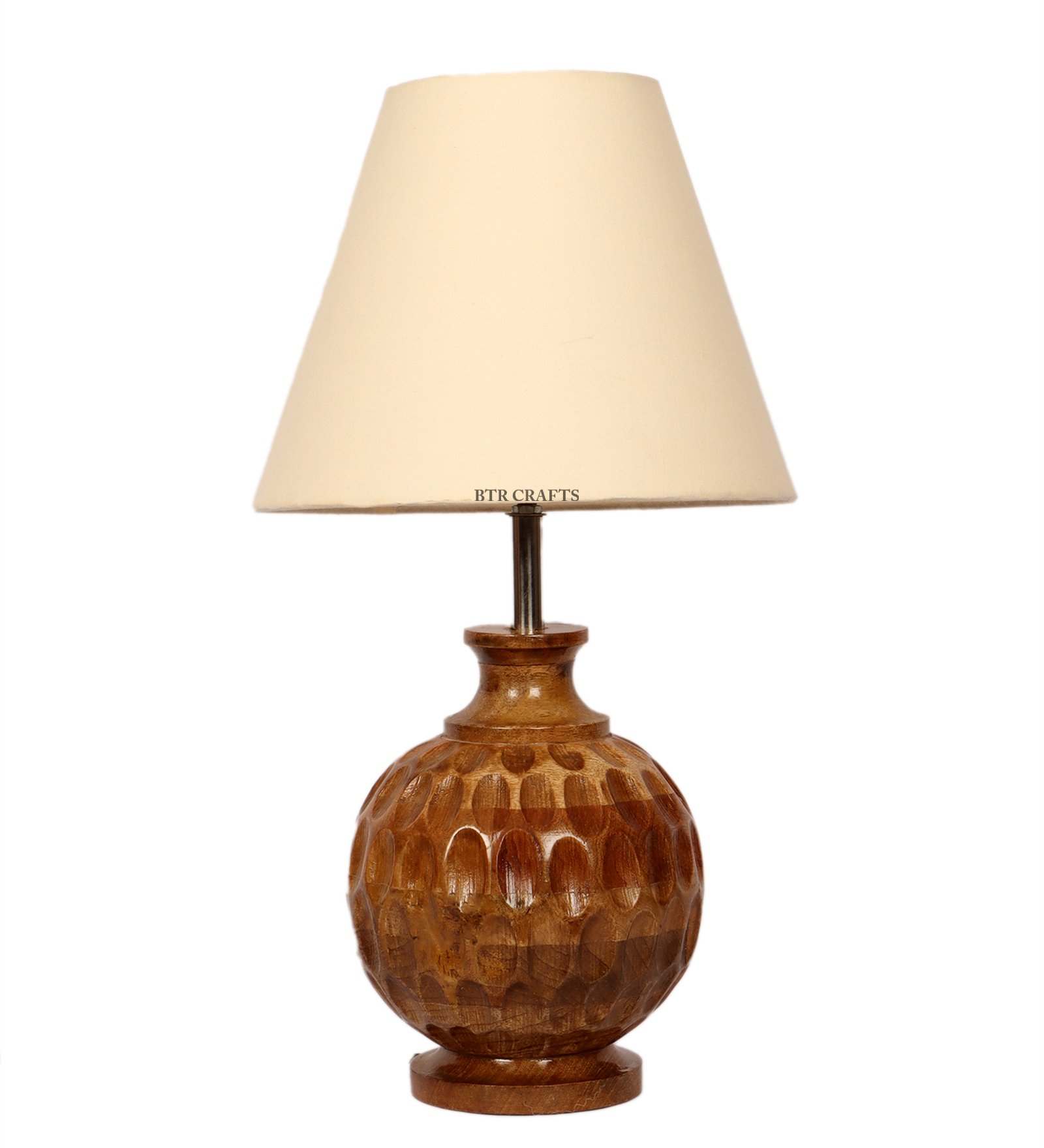 Artisan Carved Wood Table Lamp – Elegant Bedroom & Living Room Accent Light, Pack Of 1(Cream) - Image 7