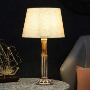 Vintage Wooden Table Lamp Suitable For Bedroom Office And Living Room, Pack Of 1(Complete Set)