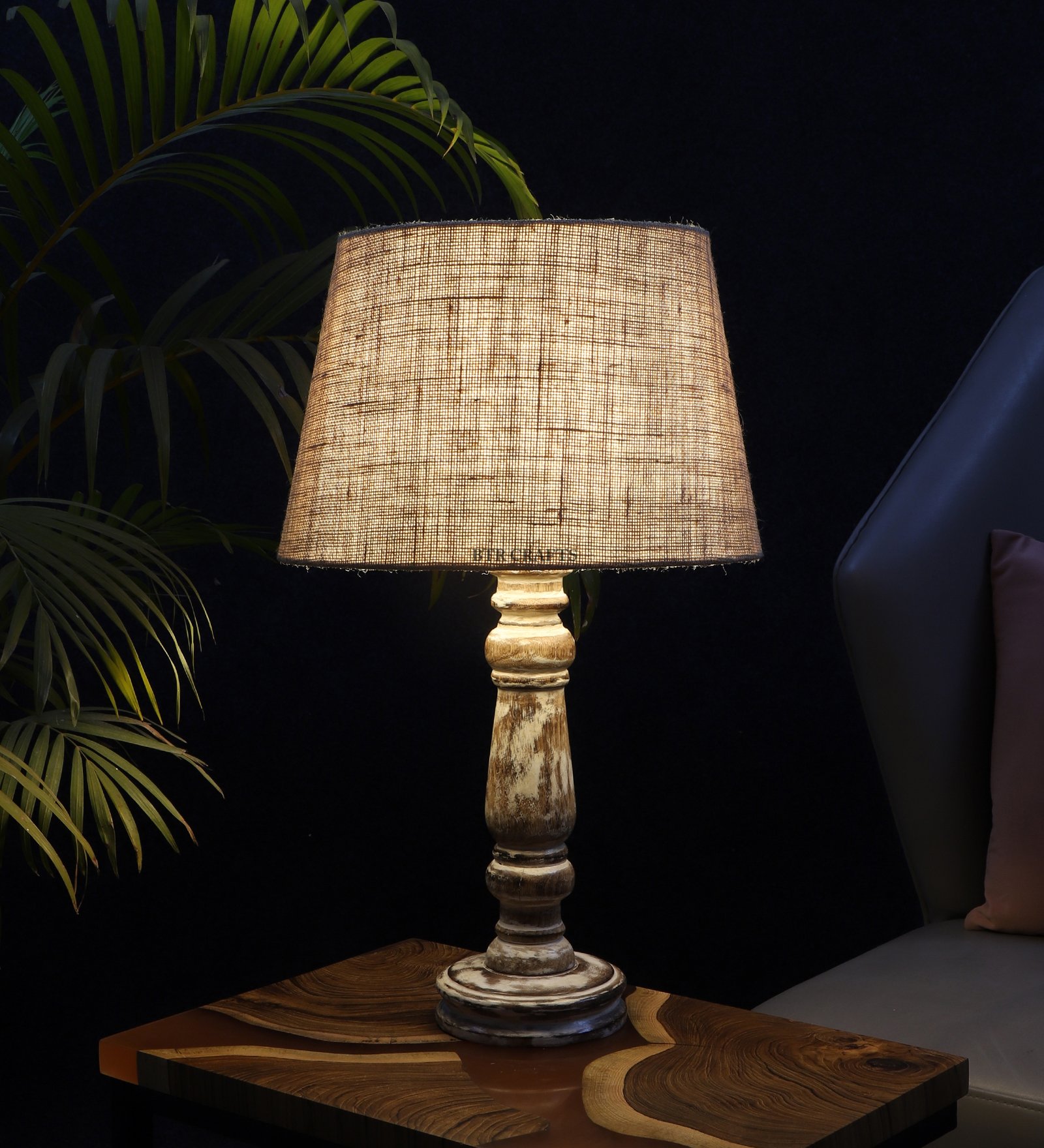Retro Wooden Table Lamp Suitable For Bedroom Office And Living Room, Pack Of 1(Complete Set)