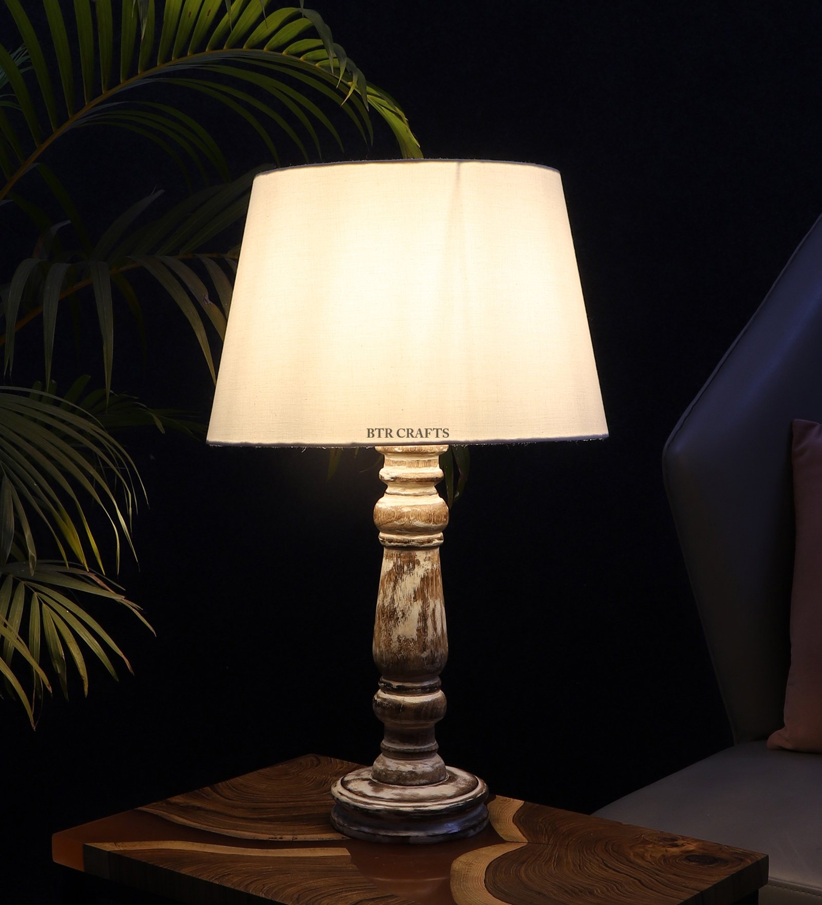 Retro Wooden Table Lamp Suitable For Bedroom Office And Living Room, Pack Of 1(Complete Set)