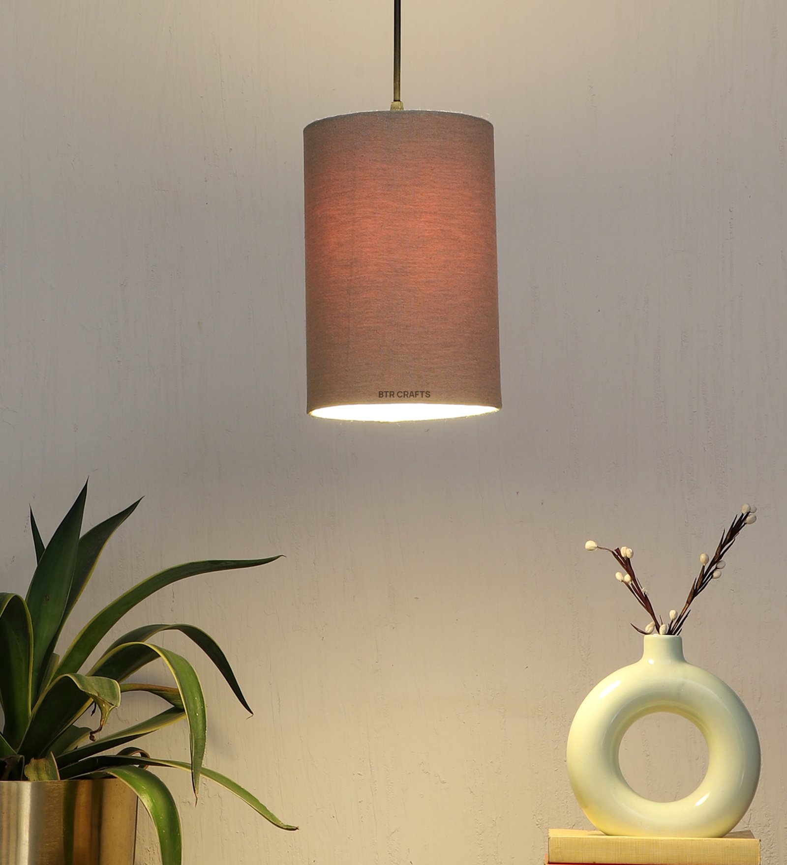 Cylinder Pendant/Hanging Ceiling Light Fixture Living Room, Dining Table, Lobby, Kitchen, Silver/Black Canopy