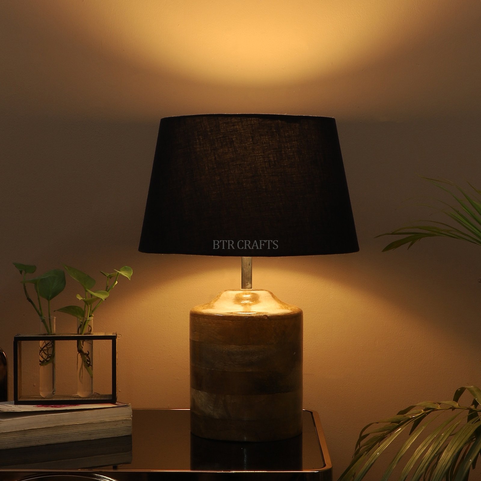 Heavy Matki Wooden Table Lamp Suitable For Bedroom Office And Living Room, Pack Of 1(Complete Set)