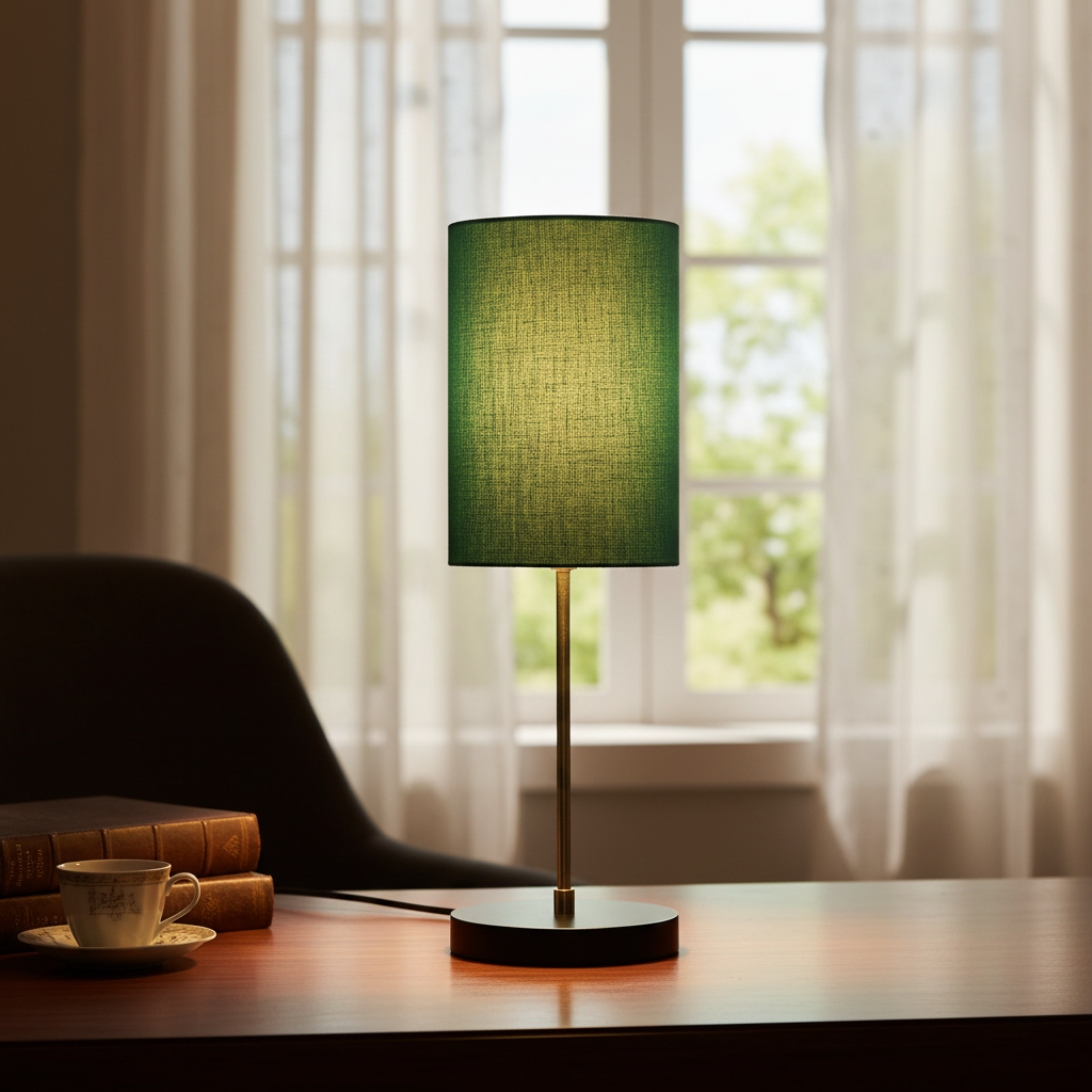 Minimalist Desk Lamp with Black Round Base – Soft Warm Lighting for Living Room & Study, Pack Of 1(Teal Cylinder) - Image 11