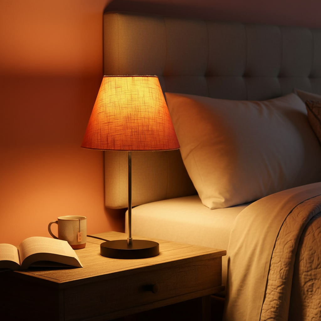 Minimalist Desk Lamp with Black Round Base – Soft Warm Lighting for Living Room & Study, Pack Of 1(Orange Texture) - Image 5