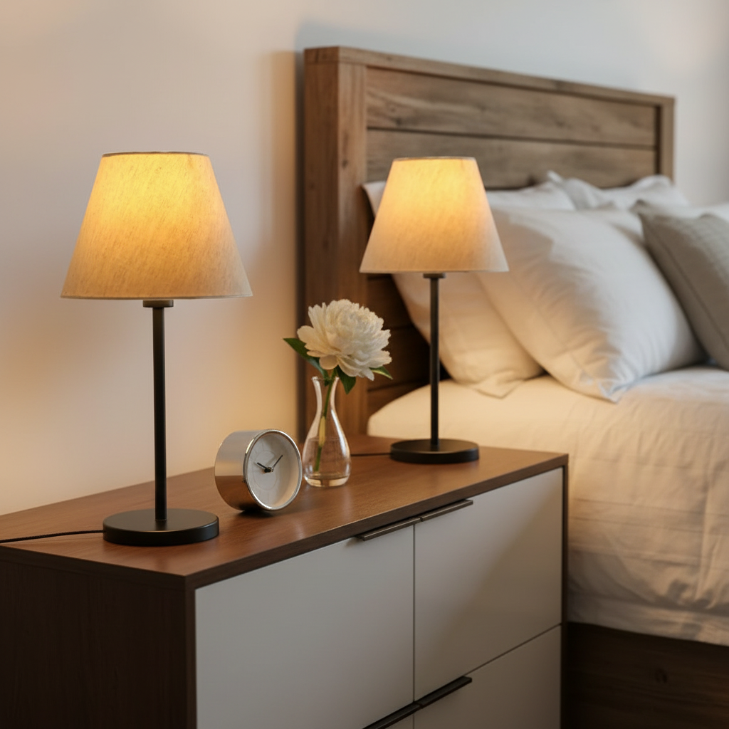 Slim Contemporary Night Lamp – Fabric Shade Accent Light for Home & Office, Pack Of 2(Flex) - Image 7