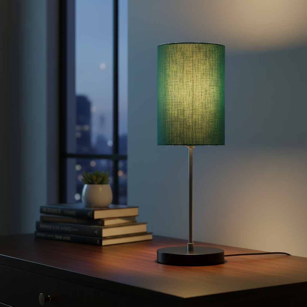 Minimalist Desk Lamp with Black Round Base – Soft Warm Lighting for Living Room & Study, Pack Of 1(Teal Cylinder) - Image 3
