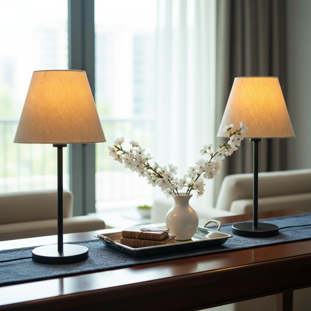 Slim Contemporary Night Lamp – Fabric Shade Accent Light for Home & Office, Pack Of 2(Flex) - Image 3