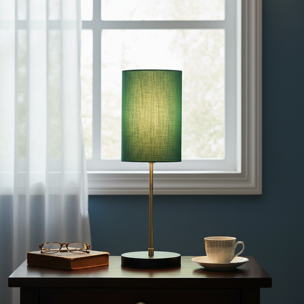 Minimalist Desk Lamp with Black Round Base – Soft Warm Lighting for Living Room & Study, Pack Of 1(Teal Cylinder) - Image 5