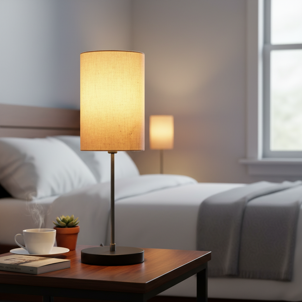 Minimalist Desk Lamp with Black Round Base – Soft Warm Lighting for Living Room & Study, Pack Of 1(Flex Cylinder) - Image 9