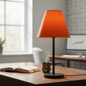 Slim Contemporary Night Lamp – Fabric Shade Accent Light for Home & Office, Pack Of 1(Orange)