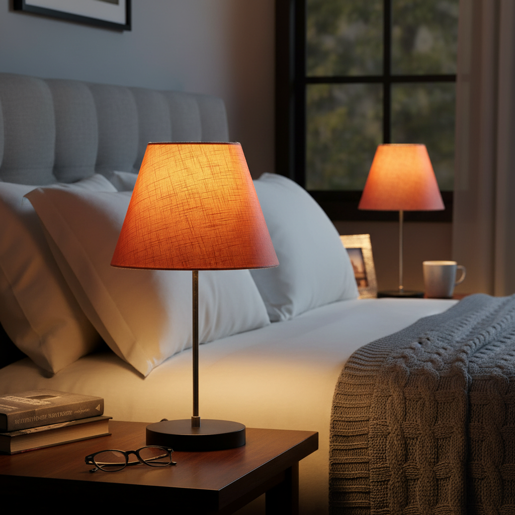 Minimalist Desk Lamp with Black Round Base – Soft Warm Lighting for Living Room & Study, Pack Of 1(Orange Texture) - Image 8