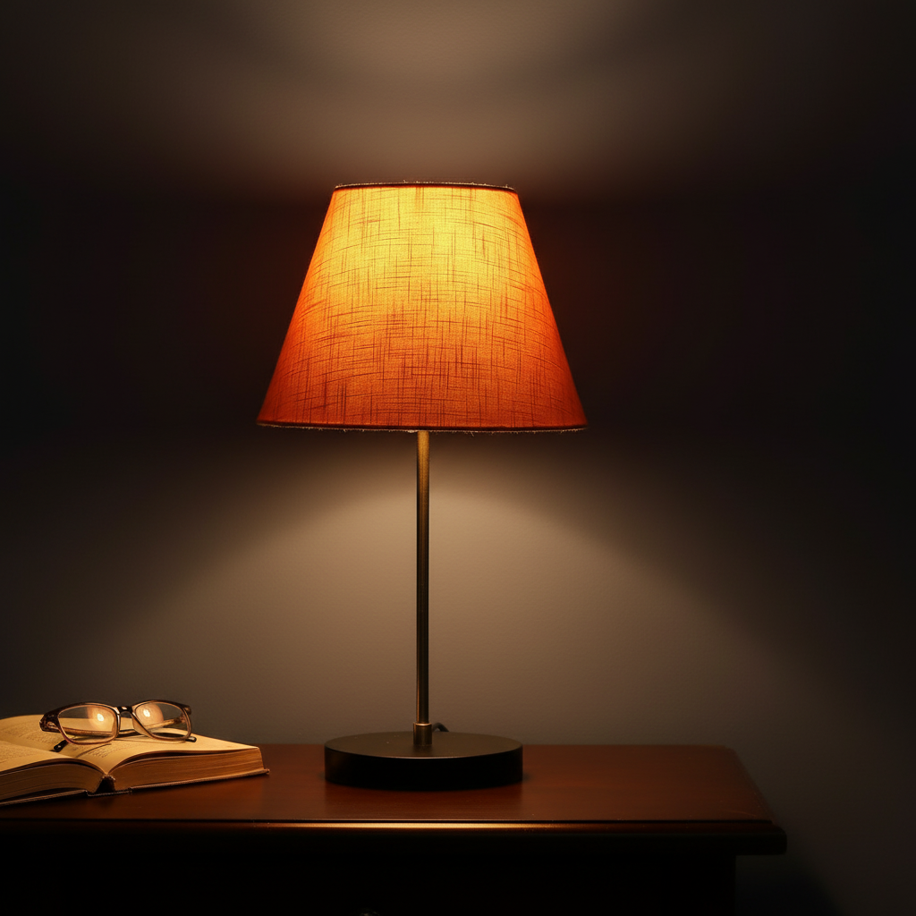 Minimalist Desk Lamp with Black Round Base – Soft Warm Lighting for Living Room & Study, Pack Of 1(Orange Texture) - Image 3