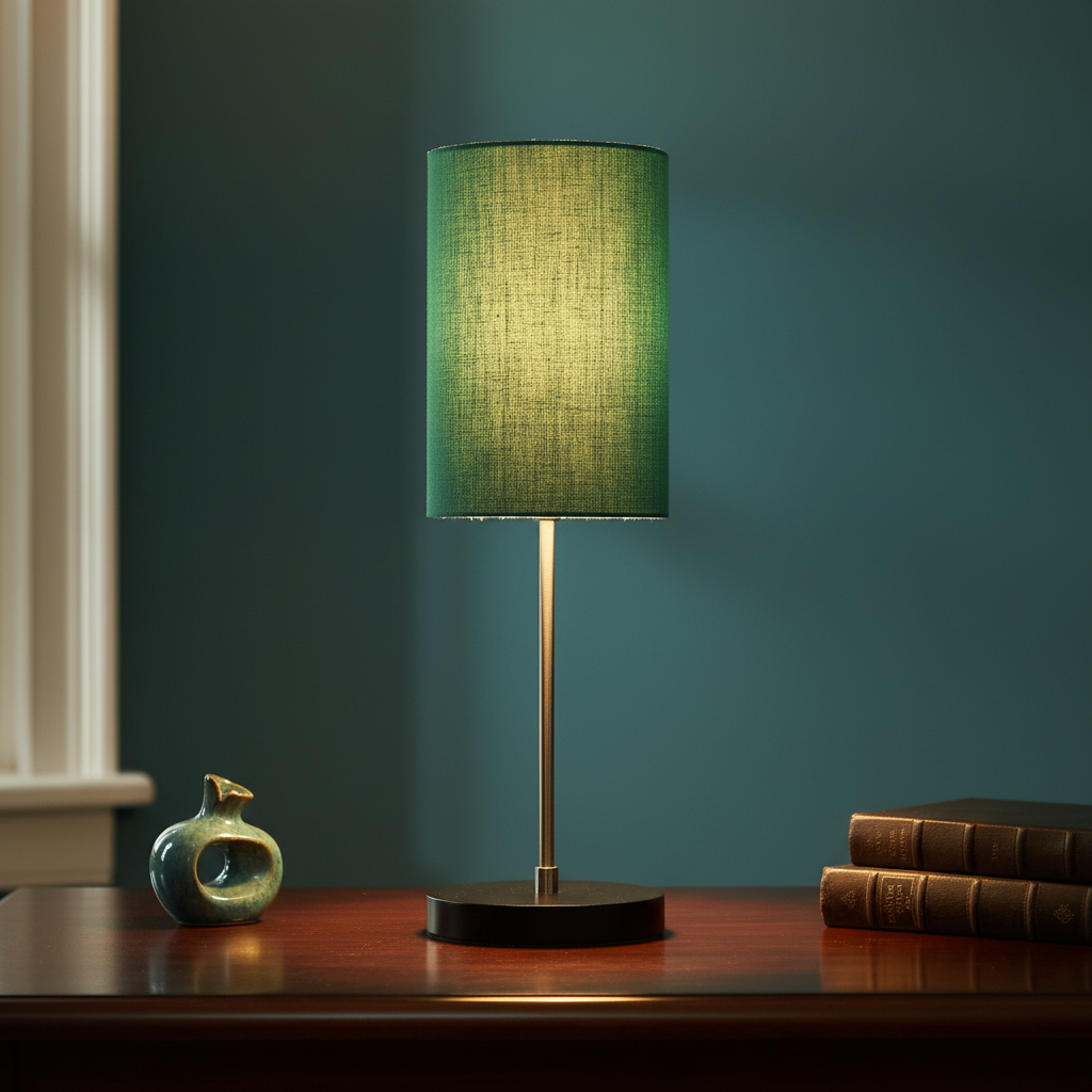 Minimalist Desk Lamp with Black Round Base – Soft Warm Lighting for Living Room & Study, Pack Of 1(Teal Cylinder) - Image 13