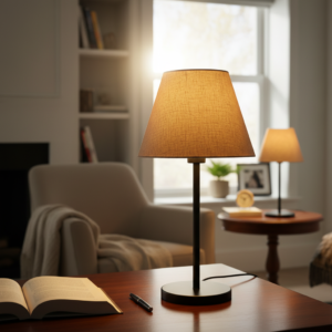 Slim Contemporary Night Lamp – Fabric Shade Accent Light for Home & Office, Pack Of 1(Premium Jute)