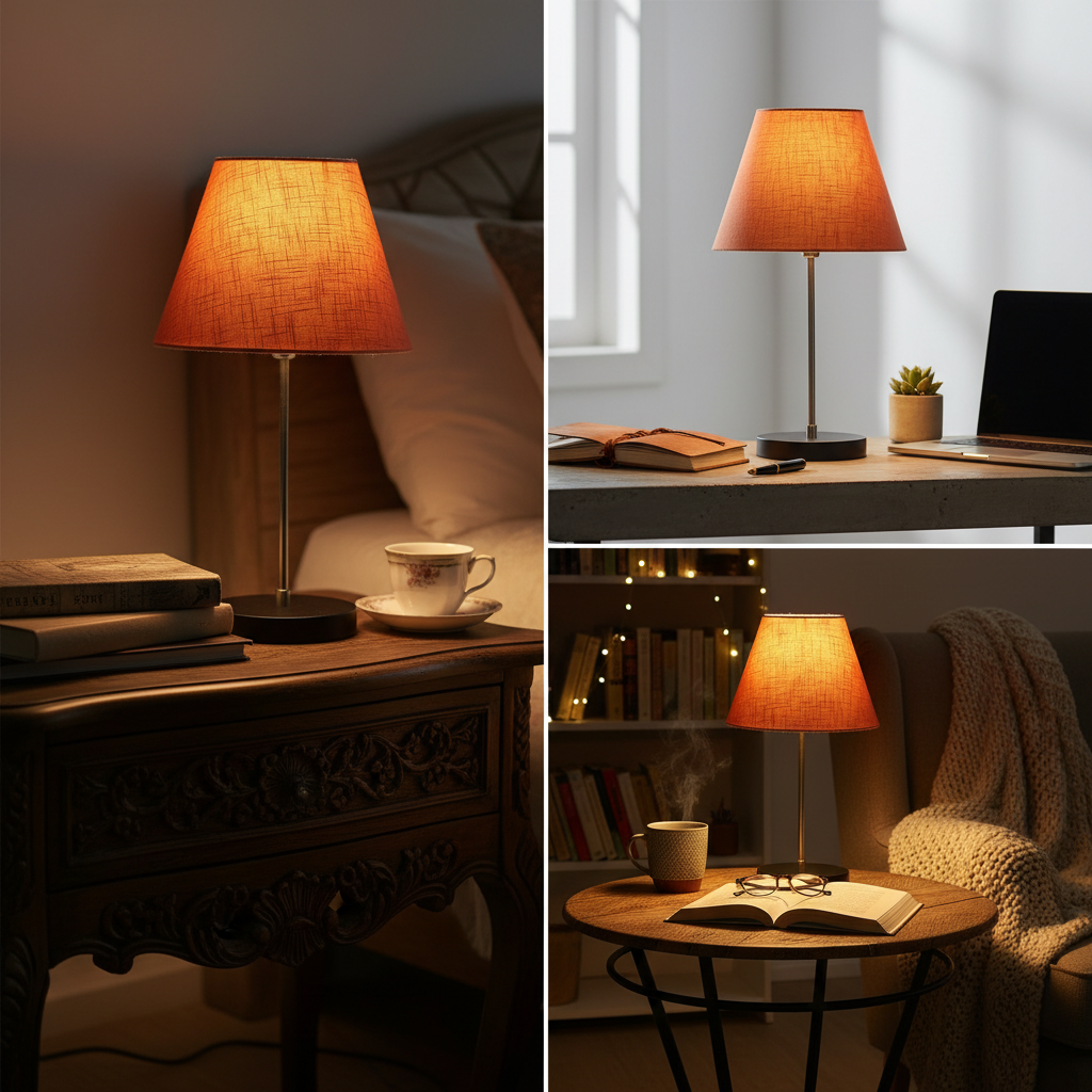 Minimalist Desk Lamp with Black Round Base – Soft Warm Lighting for Living Room & Study, Pack Of 1(Orange Texture) - Image 10
