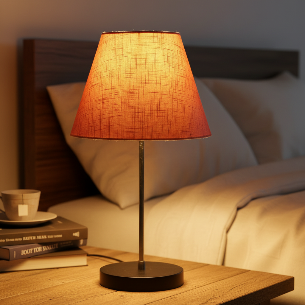 Minimalist Desk Lamp with Black Round Base – Soft Warm Lighting for Living Room & Study, Pack Of 1(Orange Texture) - Image 6