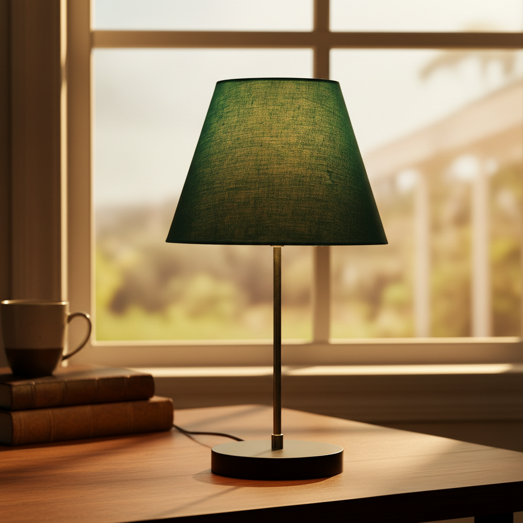 Minimalist Desk Lamp with Black Round Base – Soft Warm Lighting for Living Room & Study, Pack Of 1(Teal)