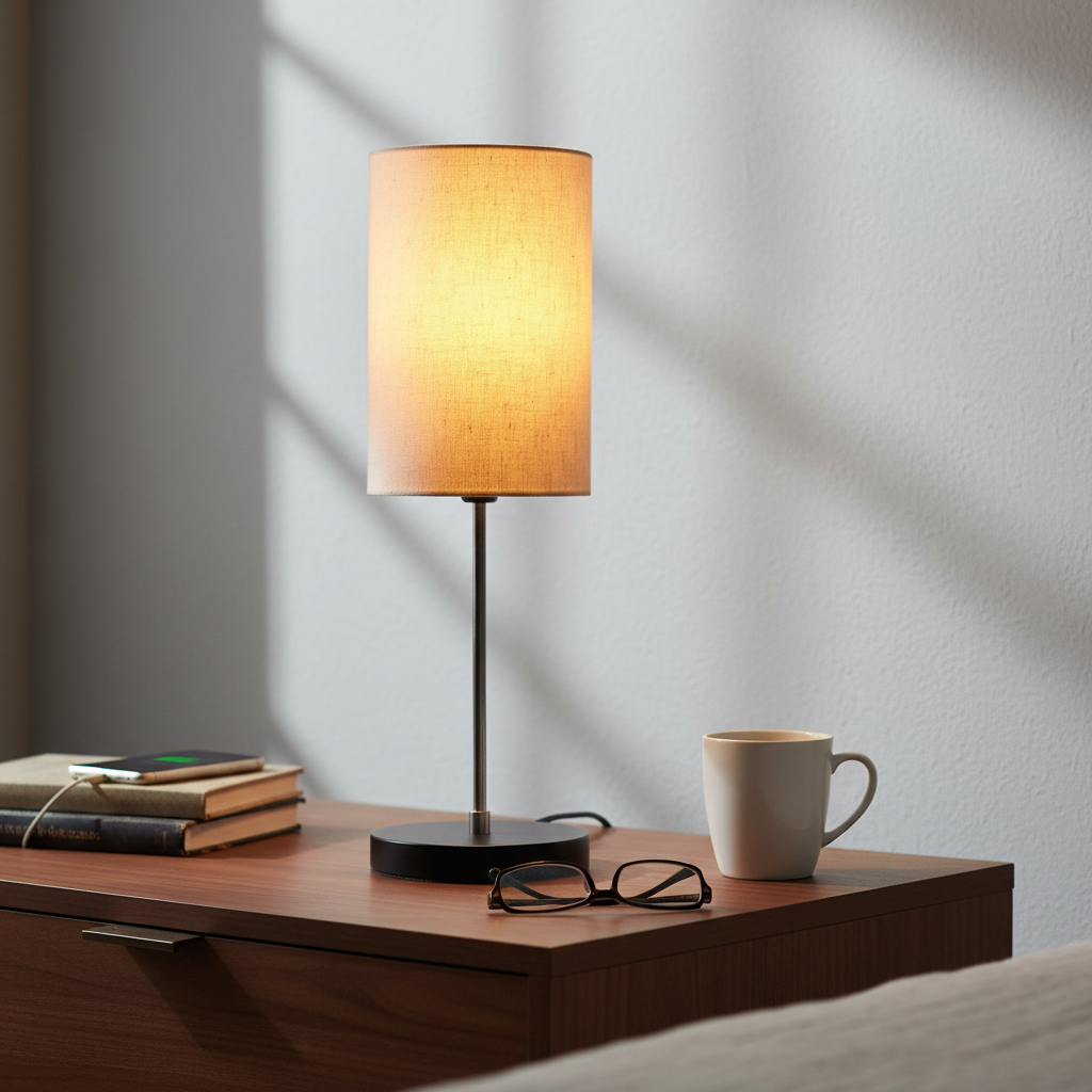 Minimalist Desk Lamp with Black Round Base – Soft Warm Lighting for Living Room & Study, Pack Of 1(Flex Cylinder) - Image 2