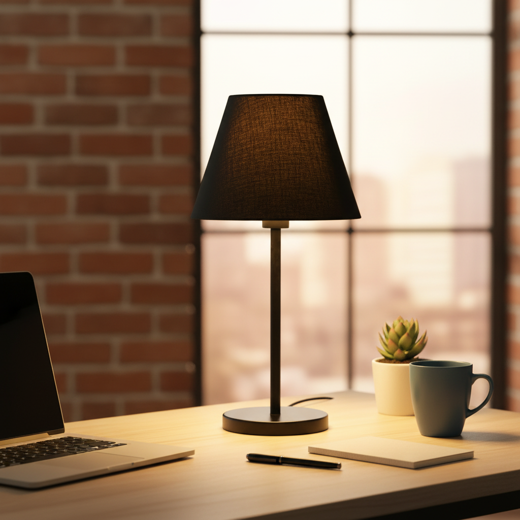 Slim Contemporary Night Lamp – Fabric Shade Accent Light for Home & Office, Pack Of 1(Black) - Image 8