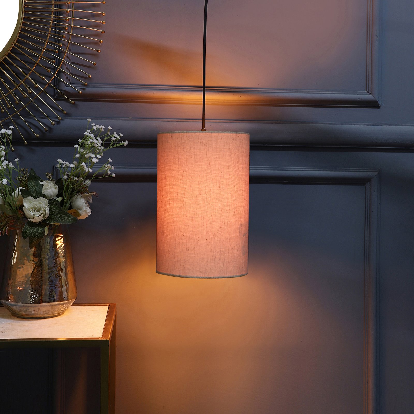 Unique Pendant/Hanging Ceiling Light Fixture for Bedroom, Kitchen, Living Room, Dining Table, Lobby, Kitchen, Black/Silver Canopy