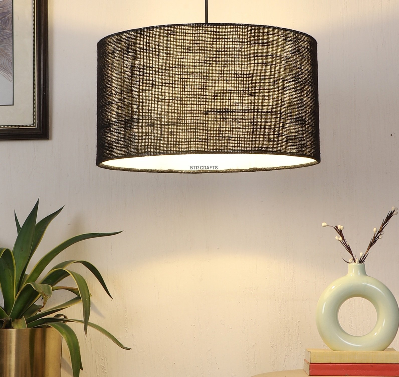 16 Inches Drum Lamp Shade, Suitable For Table and Floor Lamp(Black Jute)