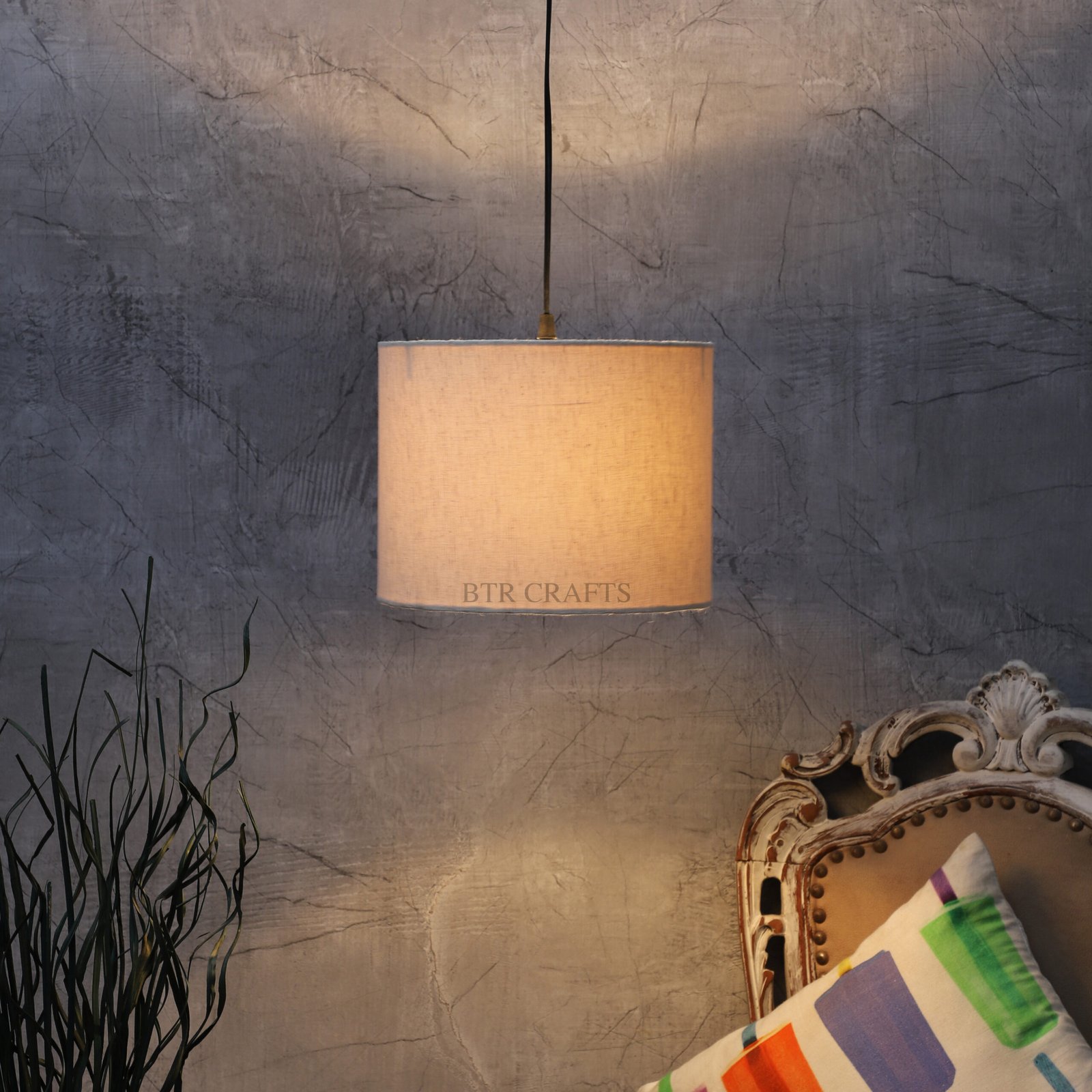Unique Pendant/Hanging Ceiling Light Fixture for Bedroom, Kitchen, Living Room, Dining Table, Lobby, Kitchen, Silver/Black Canopy