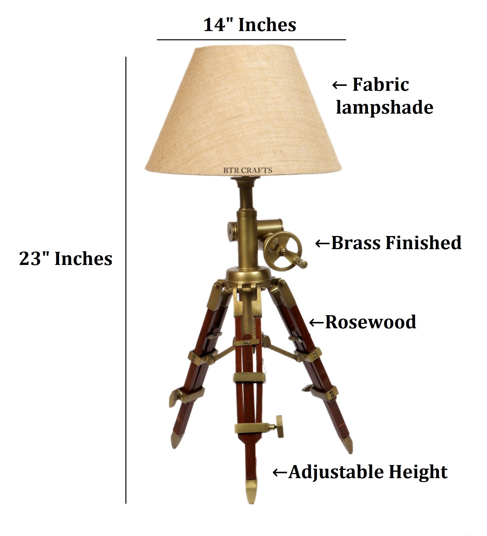 Vintage Tripod Table Lamp, Adjustable Stand, Rustic Vintage Modern Design Standing Lamp For Bedroom, Dining And Living Room - Image 4