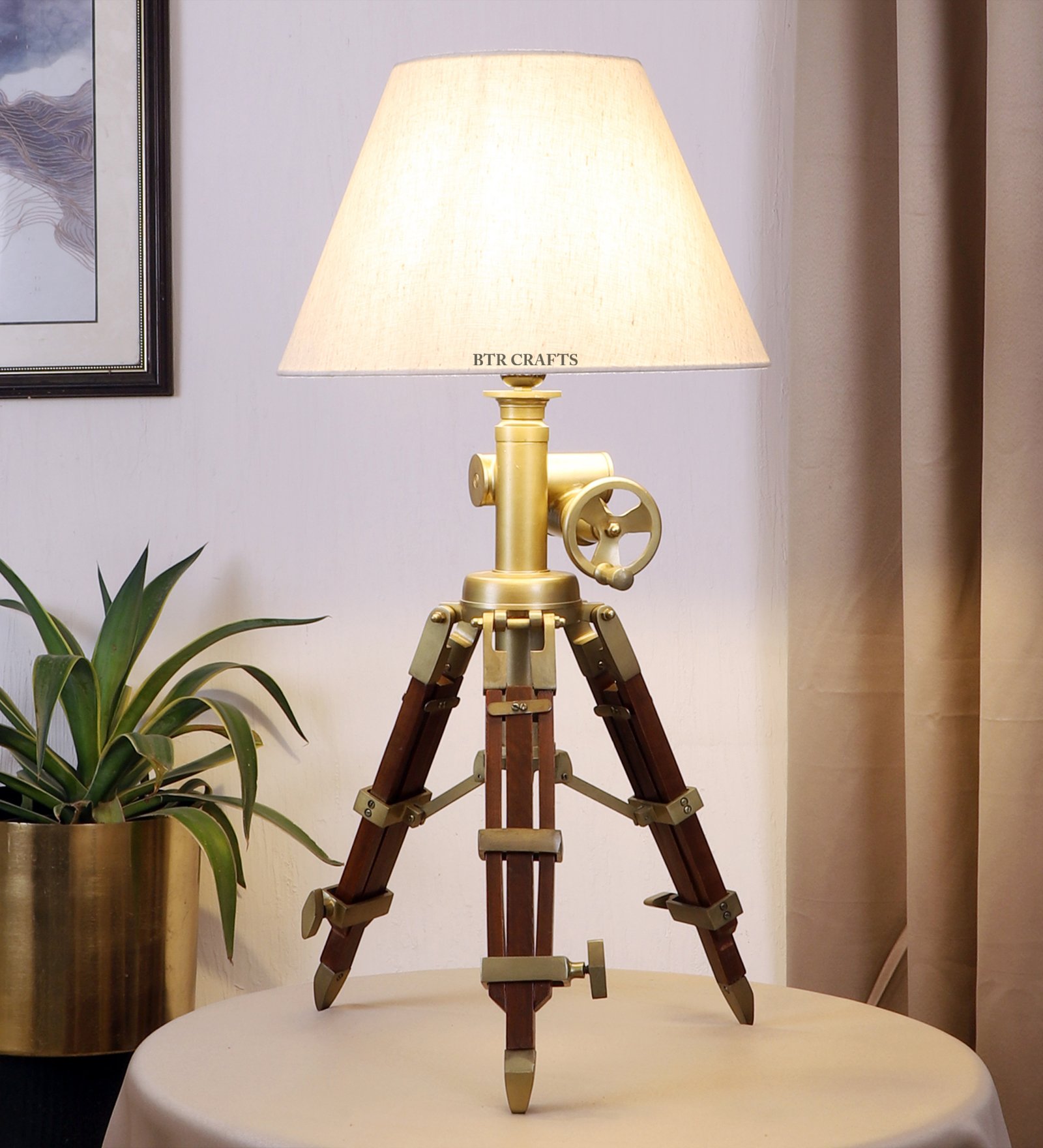 Vintage Tripod Table Lamp, Adjustable Stand, Rustic Vintage Modern Design Standing Lamp For Bedroom, Dining And Living Room - Image 3
