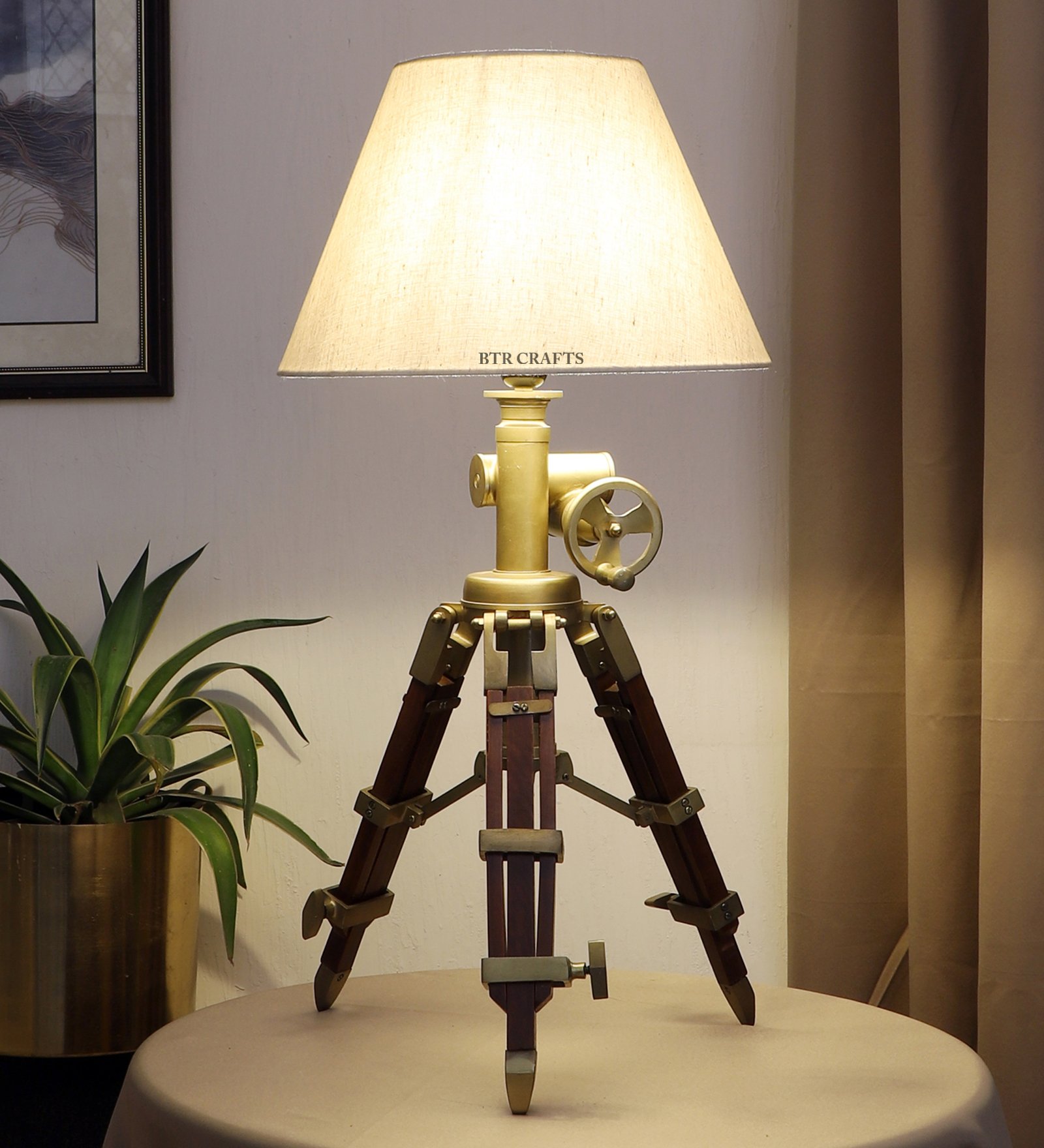 Vintage Tripod Table Lamp, Adjustable Stand, Rustic Vintage Modern Design Standing Lamp For Bedroom, Dining And Living Room