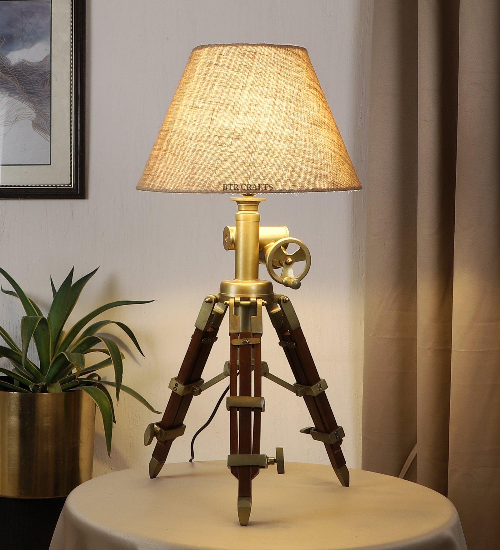 Vintage Tripod Table Lamp, Adjustable Stand, Rustic Vintage Modern Design Standing Lamp For Bedroom, Dining And Living Room - Image 3