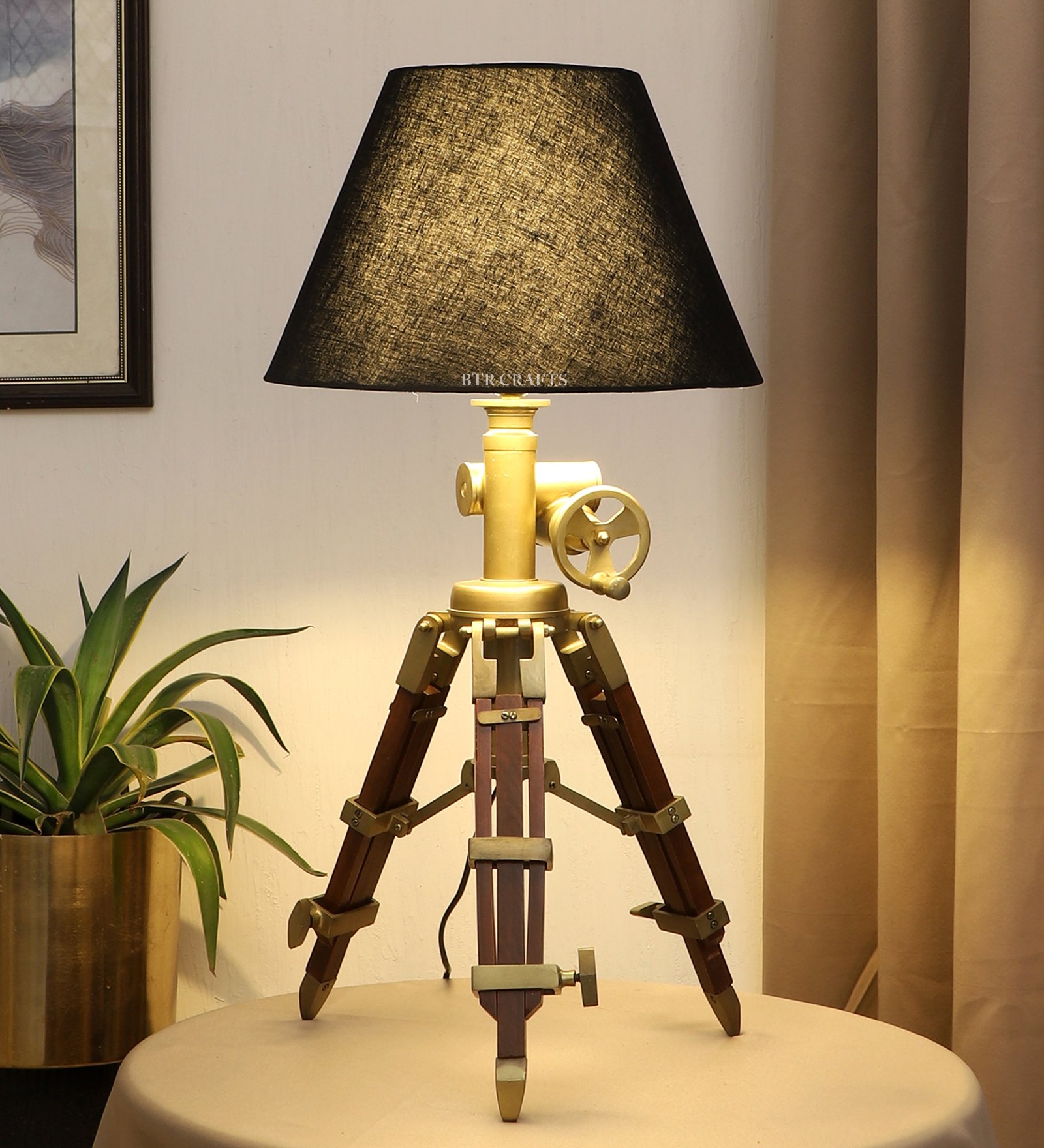 Vintage Tripod Table Lamp, Adjustable Stand, Rustic Vintage Modern Design Standing Lamp For Bedroom, Dining And Living Room